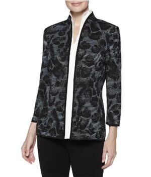 Misook Women Animal Print Ottoman Jacket Sz M Career Corp Designer Office Siren